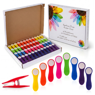 48 W�scheklammern im Regenbogen Design mit Softgrip Regenbogen-Wei�