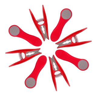 48 W�scheklammern mit Edelstahlfedern und Softgrip Rot-Grau