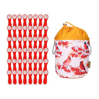 48 W�scheklammern Rot Wei� Edelstahl und 1 bellaCott W�scheklammerbeutel Retro Red