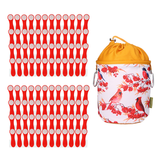 96 W�scheklammern Rot Wei� Edelstahl und 1 bellaCott W�scheklammerbeutel Retro Red
