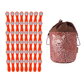 48 W�scheklammern Orange Grau Edelstahl und 1 bellaCott W�scheklammerbeutel Leopard braun