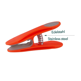 48 W�scheklammern Orange Grau Edelstahl und 1 bellaCott W�scheklammerbeutel Leopard braun