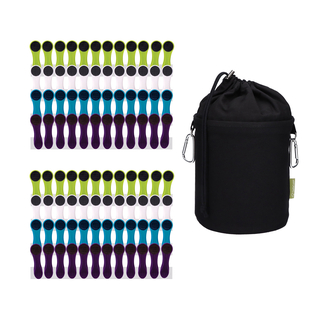 96 W�scheklammern mit Softgrip Blau Gr�n Wei� Lila Anthrazit und 1 Canvas W�scheklammerbeutel Schwarz