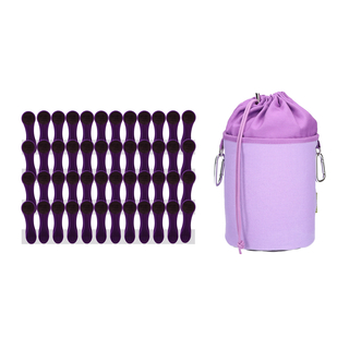 48 W�scheklammern mit Softgrip Lila Anthrazit und 1 Canvas W�scheklammerbeutel Flieder