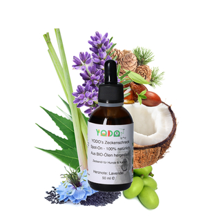 YODOs Zeckenschreck Zeckenl fr Hunde und Katzen, aus 7 BIO-len, mit Lavendelduft, 50 ml (1250 Tropfen)