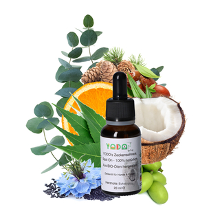 YODOs Zeckenschreck Zeckenöl für Hunde und Katzen, aus 7 BIO-Ölen, Eukalyptus, 20 ml (500 Tropfen)