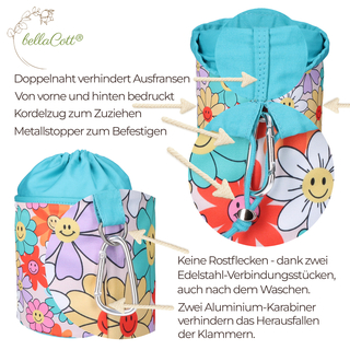 bellaCott Wscheklammerbeutel Smiley Blumen &ndash; 18 x 31 cm