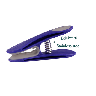 48 W�scheklammern Indigo Grau Edelstahl, 1 bellaCott W�scheklammerbeutel Smileys