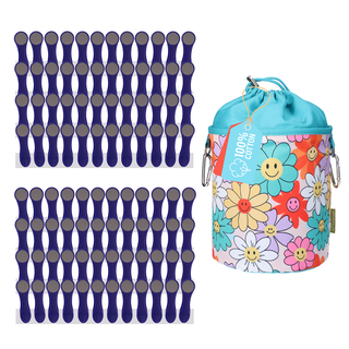 96 Wscheklammern Indigo Grau Edelstahl und 1 bellaCott Wscheklammerbeutel Blumen Smiley