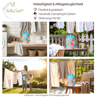 48 Wscheklammern Orange Grau Edelstahl und 1 bellaCott Wscheklammerbeutel Blumen Smileys