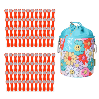 96 Wscheklammern Orange Grau Edelstahl und 1 bellaCott Wscheklammerbeutel Blumen Smileys