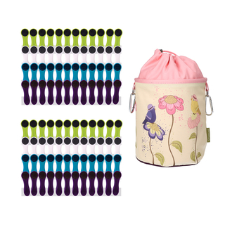 96 Wscheklammern mit Softgrip Blau Grn Wei Lila Anthrazit und 1 bellaCott Wscheklammerbeutel Vgel auf Blumen