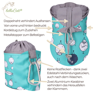 96 Wscheklammern mit Softgrip Silber Anthrazit und 1 bellaCott Wscheklammerbeutel Yogaschafe