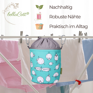 96 Wscheklammern mit Softgrip Silber Anthrazit und 1 bellaCott Wscheklammerbeutel Yogaschafe