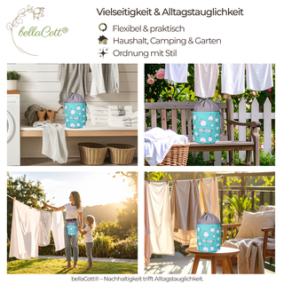 96 Wscheklammern mit Softgrip Silber Anthrazit und 1 bellaCott Wscheklammerbeutel Yogaschafe